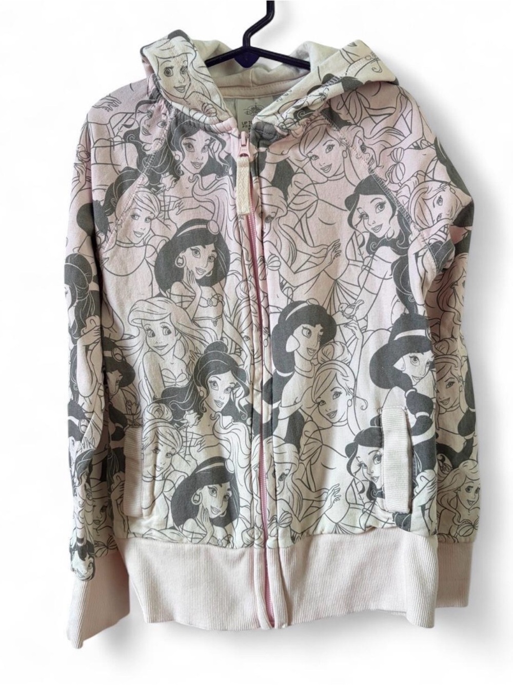 Ombre pink zip up Disney princesses like new sweatshirt 100% cotton light jacket